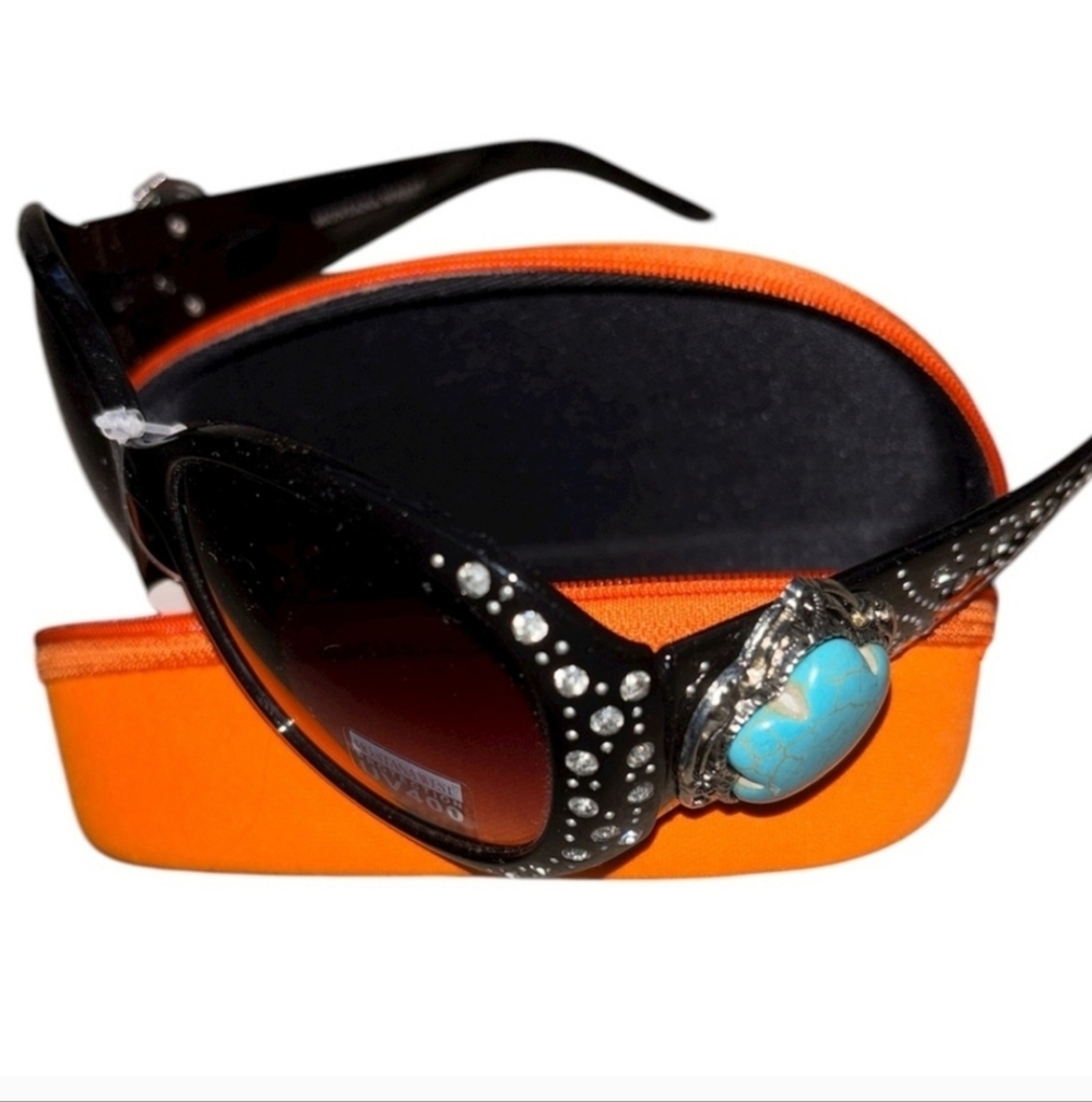 Montana West Black / Silver Sunglasses with Turquoise Accent | NWT